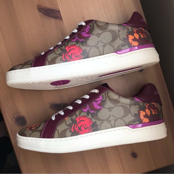 🌺 Coach Clip Low Top Sneaker In Signature Canvas With Floral Print - Picture 9 of 11